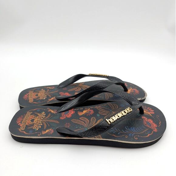 Havaianas x FARM Rio Floral Tapestry Flip Flop Sandals Unisex Black Size W10/9 - Picture 3 of 13
